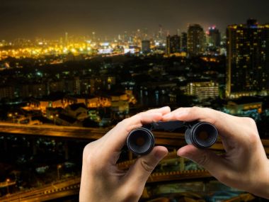 Gece bulanık city scape