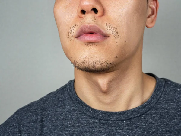 Asian Man Beard Facial Hair Close Shot — Stock Photo, Image