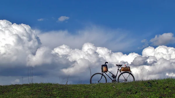 Cykel på gräsmattan — Stockfoto