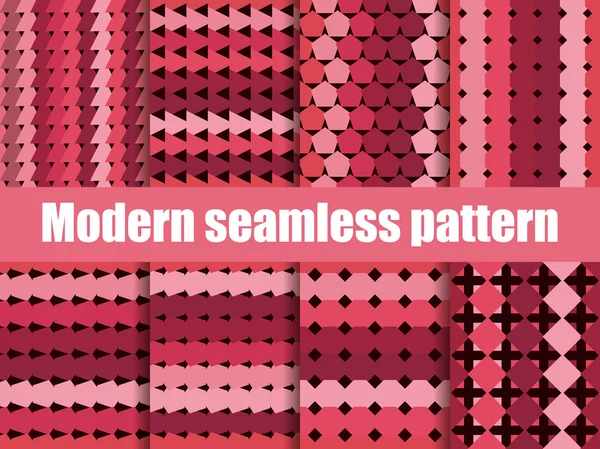 Moderne nahtlose Muster gesetzt. rotes und schwarzes geometrisches wiederholtes Muster. Vektorillustration. — Stockvektor