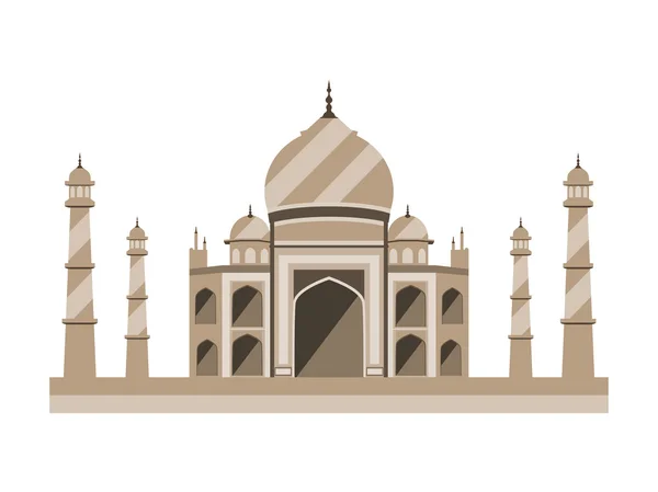 Tac Mahal düz tarzı. Hindistan'daki Antik Saray beyaz arka plan üzerine izole edilmiş. Vektör çizimi. — Stok Vektör