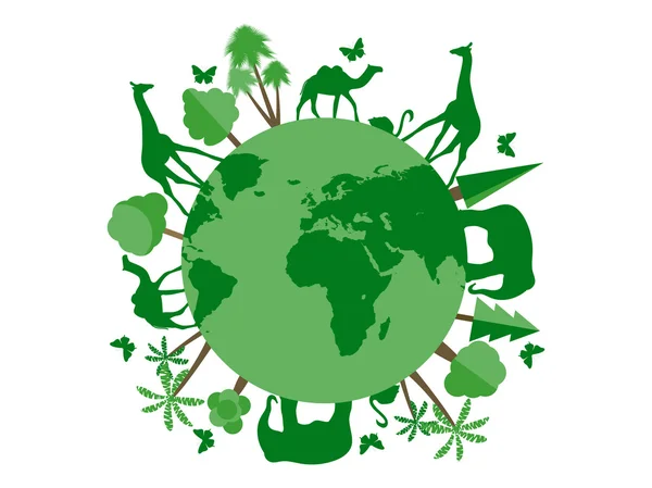 Animales en el planeta, refugio de animales, santuario de vida silvestre. Día Mundial del Medio Ambiente. Ilustración vectorial . — Archivo Imágenes Vectoriales