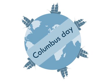 Kolomb Günü, Amerika'nın kaşifi. Gemi yüzer. Vektör çizim.