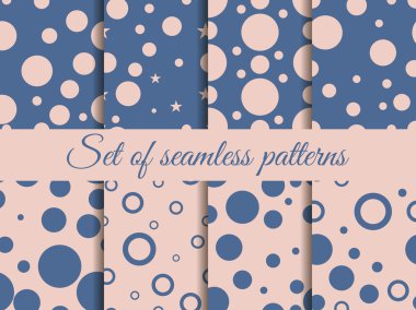 Daireler ile Seamless modeli. Desen daireler ve nokta. Lekeleri. Duvar kağıdı, çini, kumaşlar ve tasarımlar için şablon. Vektör çizim.