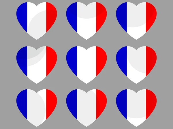 Hearts with the French flag. Vector illustration. — Stock Vector