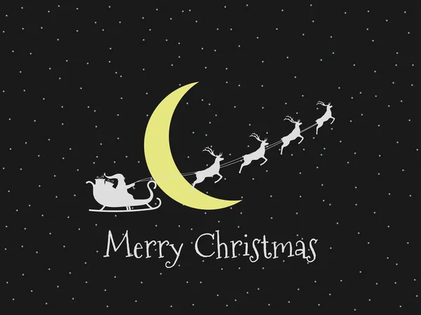 Santa Claus en un trineo sobre un fondo de la luna y las estrellas. El trineo de Santa. Ilustración vectorial . — Vector de stock