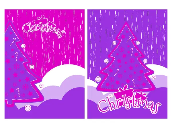 Karácsonyi háttér hópelyhek és a karácsonyfa. Elemek grunge stílus. Vektoros illusztráció. — Stock Vector