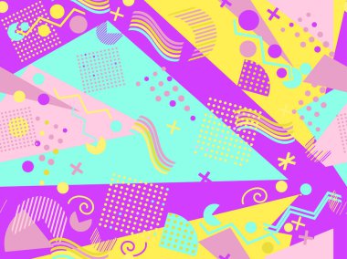 Memphis seamless modeli. Geometrik öğeleri memphis 80 tarzı. Vektör çizim.