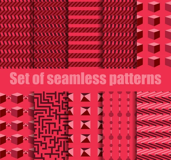 Set naadloze patroon met geometrische vormen. Geometrische figuren op de achtergrond. Vectorillustratie. — Stockvector
