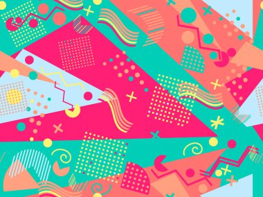 Memphis seamless modeli. Geometrik öğeleri memphis 80 tarzı. Vektör çizim.