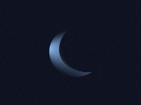 Luna creciente y cielo estrellado. Ilustración vectorial . — Archivo Imágenes Vectoriales