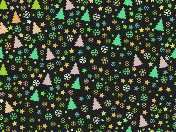 Χωρίς ραφή πρότυπο με χριστουγεννιάτικα δέντρα και νιφάδες χιονιού. Χριστούγεννα μοτίβο. Εικονογράφηση διάνυσμα. — Διανυσματικό Αρχείο