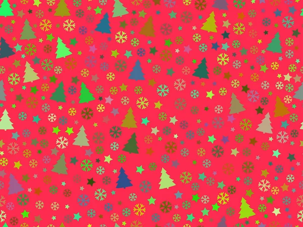 Seamless mönster med julgranar och snöflingor. Christmas mönster. Vektorillustration. — Stock vektor