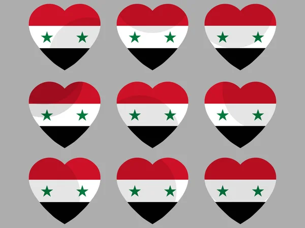 Coeurs avec le drapeau syrien. J'adore la Syrie. Icône du drapeau syrien. Illustration vectorielle . — Image vectorielle