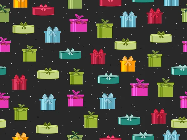 Varrat nélküli mintát díszdobozok. Varrat nélküli mintát, a karácsonyi ajándékokat. Vektoros illusztráció. — Stock Vector