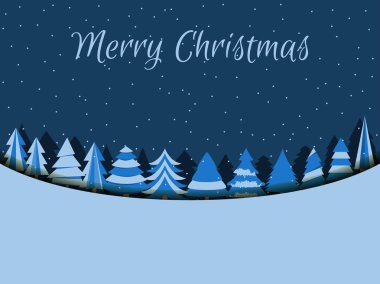 Noel ağaçları ile neşeli Noel arka plan. Vektör çizim.