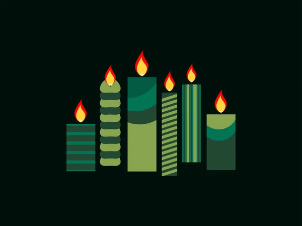 Velas navideñas de diseño plano. Ilustración vectorial . — Archivo Imágenes Vectoriales