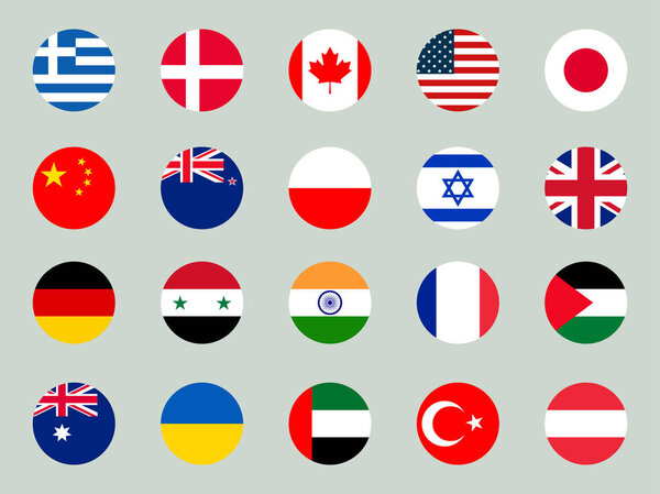 Collection of flags of the world on a white background. Vector illustration.
