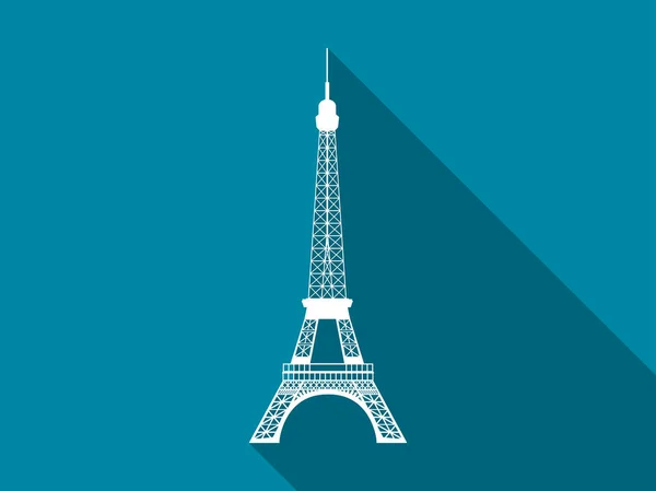 Eiffel Tower flat icon with long shadow. Vector illustration. — Stock Vector