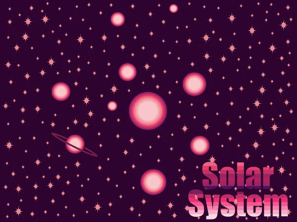 Ηλιακό σύστημα σε στυλ ρετρό της δεκαετίας του 80. Διαστημικά ταξίδια. Εικονογράφηση διάνυσμα. — Διανυσματικό Αρχείο