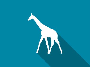 Zürafa uzun gölge ile düz simgesi. Vektör çizim.