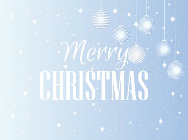 Mutlu Noeller. Noel topları ve kar taneleri ile arka plan. Vektör çizim.