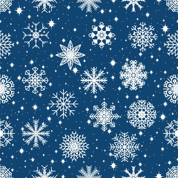 Бесшовный узор со снежинками на Рождество и Новый год. Зимняя картина. Векторная иллюстрация . — стоковый вектор
