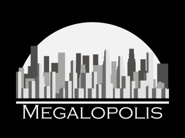 Gökdelenler ile şehir panoraması. Megalopolis. Vektör çizim.
