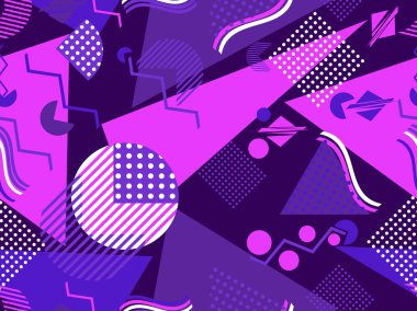 Memphis seamless modeli. Geometrik öğeleri memphis 80 tarzı. Vektör çizim.