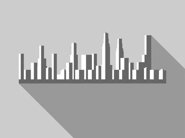 Панорама города с небоскребами в плоском стиле. Векторная иллюстрация . — стоковый вектор