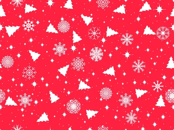 Χωρίς ραφή πρότυπο με χριστουγεννιάτικα δέντρα και νιφάδες χιονιού. Χειμώνα μοτίβο. Εικονογράφηση διάνυσμα. — Διανυσματικό Αρχείο