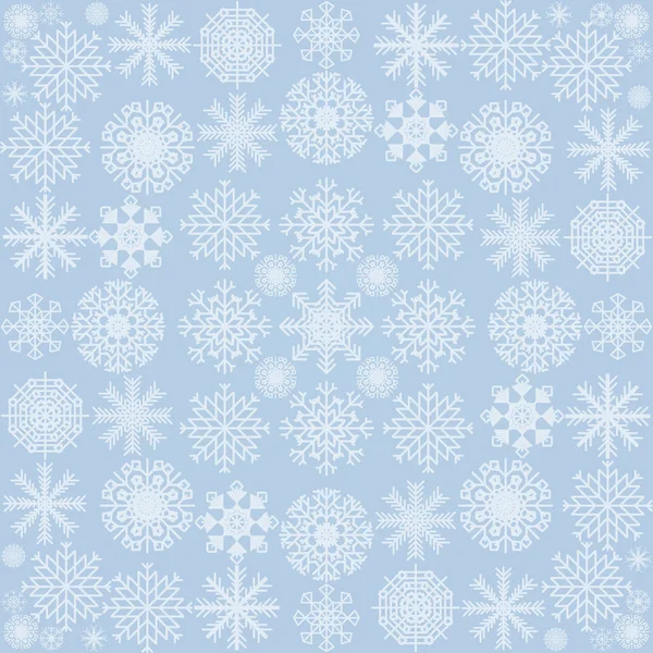 El patrón de los copos de nieve sobre un fondo azul. Ilustración vectorial . — Archivo Imágenes Vectoriales