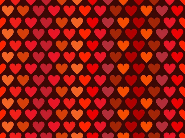 Serca bez szwu wzór w odcieniach czerwieni. Happy Valentines Day. Ilustracja wektorowa. — Wektor stockowy