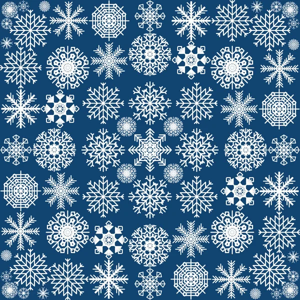 O padrão de flocos de neve em um fundo azul. Ilustração vetorial . — Vetor de Stock