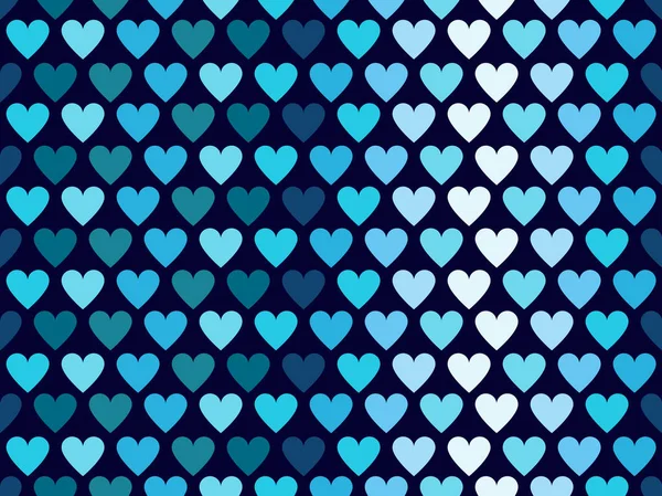 Harten naadloze patroon in blauwe tinten. Happy Valentines Day. Vectorillustratie. — Stockvector