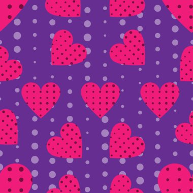 Kalpleri ve nokta bir pop sanat tarzı ile Seamless modeli. Vektör çizim