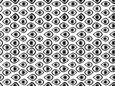 Gözleri ile Seamless modeli. Siyah ve beyaz süsleme. Vektör çizim