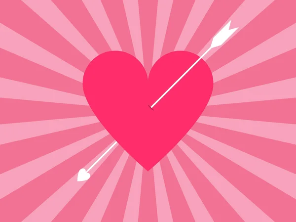 Feliz día de San Valentín. Corazón con flecha. Ilustración vectorial — Vector de stock