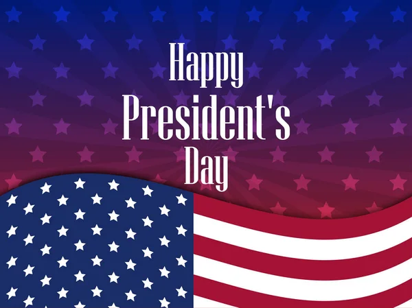 Feliz Día del Presidente. Bandera festiva con bandera americana y texto. Ilustración vectorial — Vector de stock