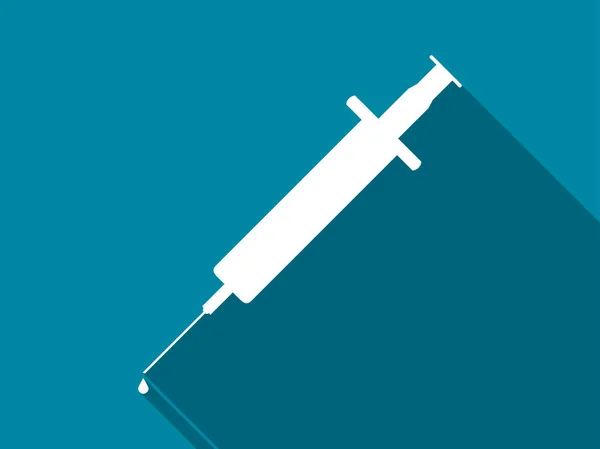 Syringe with drop, flat icon with long shadow. Vector illustration — Stock Vector