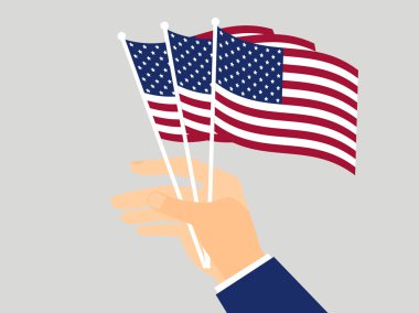 El holding Amerikan bayrakları. Vektör çizim