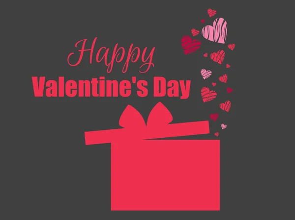 Happy Valentines Day. Harten en gift box rood. Vectorillustratie — Stockvector