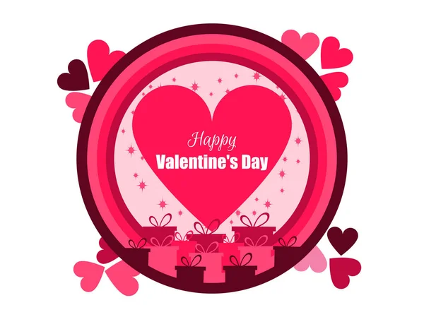 Happy Valentine's Day. Kerstkaart met hartjes en geschenken. Vectorillustratie — Stockvector