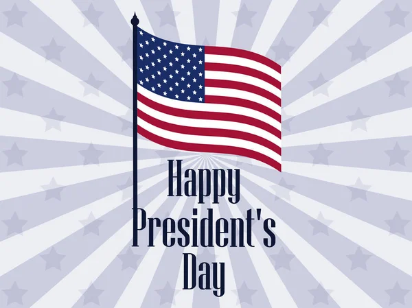 Feliz Dia dos Presidentes. Banner com bandeira americana e texto. Ilustração vetorial — Vetor de Stock