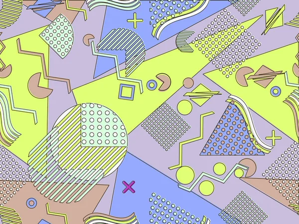 Memphis nahtlose Muster. Geometrische Elemente im Stil der 80er Jahre. Vektorillustration. — Stockvektor