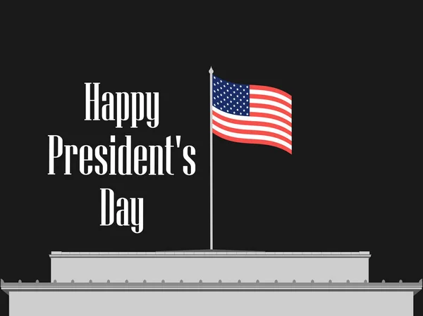 Feliz Dia dos Presidentes. Bandeira americana no telhado de um edifício. Ilustração vetorial — Vetor de Stock