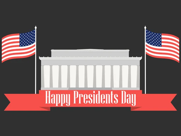 Gelukkig Presidenten Day. Banner met Amerikaanse vlag en symbolen. Vectorillustratie — Stockvector