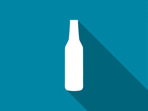 Botol ikon datar bir dengan bayangan panjang. Ilustrasi vektor - Stok Vektor
