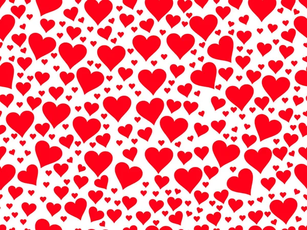 Απρόσκοπτη μοτίβο με κόκκινες καρδιές σε λευκό φόντο. Ημέρα του Αγίου Βαλεντίνου. Εικονογράφηση διάνυσμα — Διανυσματικό Αρχείο