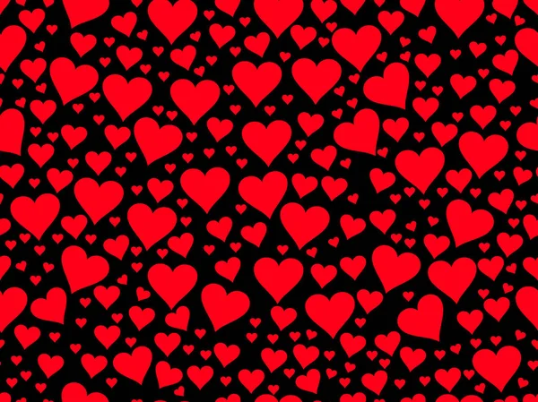 Vzor bezešvé s červeným srdcem na černém pozadí. Den svatého Valentýna. Vektorové ilustrace — Stockový vektor